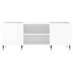 Berkfield Home Record Cabinet High Gloss White 121x38x48 cm Engineered Wood - Size: 121 x 38 x 48 cm - thumbnail 4