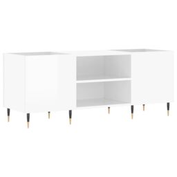 Berkfield Home Record Cabinet High Gloss White 121x38x48 cm Engineered Wood - Size: 121 x 38 x 48 cm - thumbnail 2
