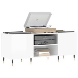 Berkfield Home Record Cabinet High Gloss White 121x38x48 cm Engineered Wood - Size: 121 x 38 x 48 cm - thumbnail 3