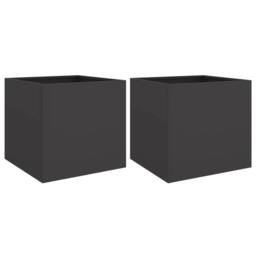Berkfield Home Planters 2 pcs Black 49x47x46 cm Steel - Size: 49 x 47 x 46 cm - thumbnail 2