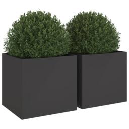 Berkfield Home Planters 2 pcs Black 49x47x46 cm Steel - Size: 49 x 47 x 46 cm - thumbnail 4