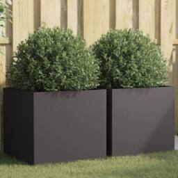 Berkfield Home Planters 2 pcs Black 49x47x46 cm Steel - Size: 49 x 47 x 46 cm - thumbnail 1