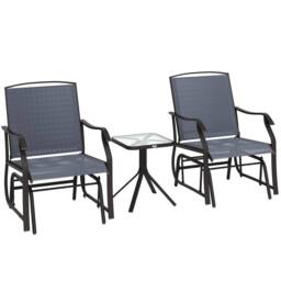 Wyld Haus Banafa 3 Piece Outdoor Glider Bistro Set 2 Grey Chairs & Matching - thumbnail 2