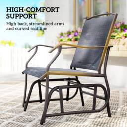 Wyld Haus Banafa 3 Piece Outdoor Glider Bistro Set 2 Grey Chairs & Matching - thumbnail 7