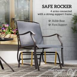 Wyld Haus Banafa 3 Piece Outdoor Glider Bistro Set 2 Grey Chairs & Matching - thumbnail 6