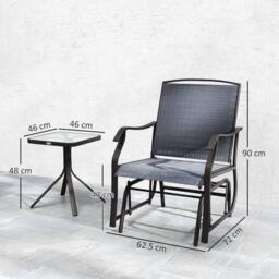 Wyld Haus Banafa 3 Piece Outdoor Glider Bistro Set 2 Grey Chairs & Matching - thumbnail 3