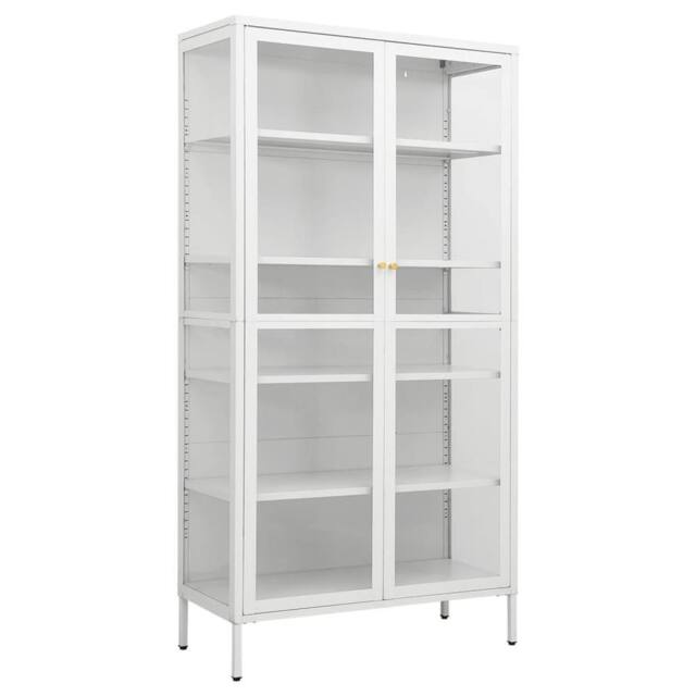 Berkfield Home Display Cabinet White 90x40x180 cm Steel & Tempered Glass - Size: 90 x 40 x 180 cm - image 1