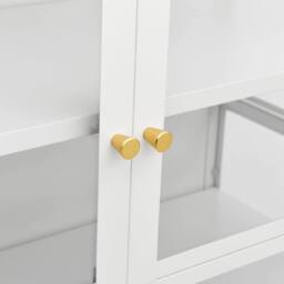 Berkfield Home Display Cabinet White 90x40x180 cm Steel & Tempered Glass - Size: 90 x 40 x 180 cm - thumbnail 7