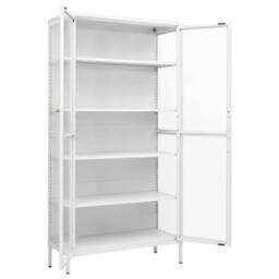 Berkfield Home Display Cabinet White 90x40x180 cm Steel & Tempered Glass - Size: 90 x 40 x 180 cm - thumbnail 6