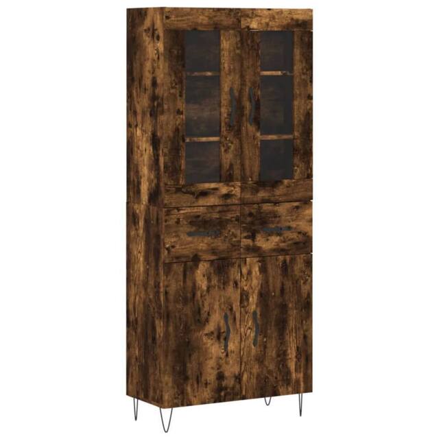 Berkfield Home Highboard Smoked Oak 69.5x34x180 cm Engineered Wood in Brown - image 1