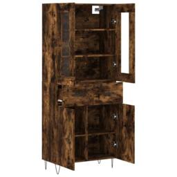 Berkfield Home Highboard Smoked Oak 69.5x34x180 cm Engineered Wood in Brown - thumbnail 4