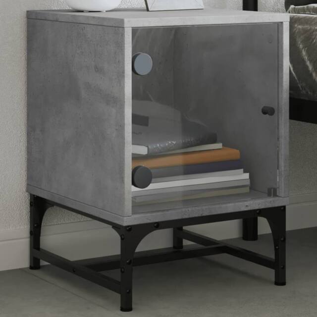 Berkfield Home Elegant Bedside Cabinets with Glass Doors 2 pcs Concrete Grey 35x - image 1