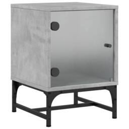 Berkfield Home Elegant Bedside Cabinets with Glass Doors 2 pcs Concrete Grey 35x - thumbnail 4