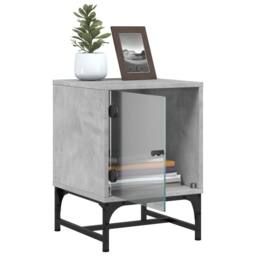Berkfield Home Elegant Bedside Cabinets with Glass Doors 2 pcs Concrete Grey 35x - thumbnail 6