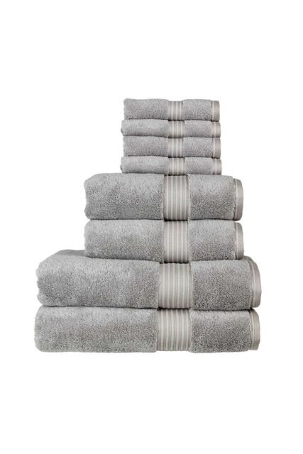 CHRISTY 'Supreme Hygro' Luxury 100% Supima Cotton 8 Piece Towel Sets in Silver - image 1