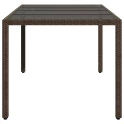 Berkfield Home Garden Table with Glass Top Brown 190x90x75 cm Poly Rattan - Size: 190 x 90 x 75 cm - thumbnail 5