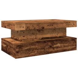 Berkfield Home Coffee Table with LED Lights Old Wood 90x50x40 cm in Brown - Size: 90 x 50 x 40 cm - thumbnail 3