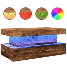 Berkfield Home Coffee Table with LED Lights Old Wood 90x50x40 cm in Brown - Size: 90 x 50 x 40 cm - thumbnail 1