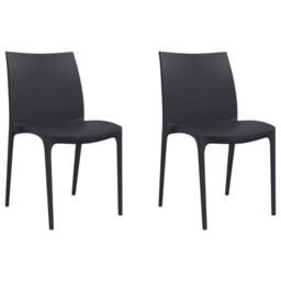 Berkfield Home Beautiful Garden Chairs 2 pcs Anthracite 50x46x80 cm Polypropylene in Charcoal - Size: 50 x 46 x 80 cm - thumbnail 3