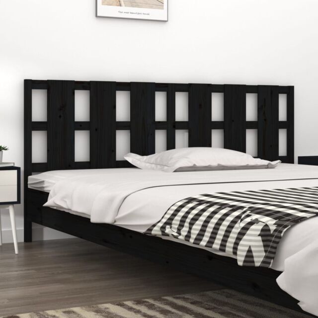 Berkfield Home Bed Headboard Black 205.5x4x100 cm Solid Wood Pine - image 1