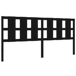 Berkfield Home Bed Headboard Black 205.5x4x100 cm Solid Wood Pine - thumbnail 2