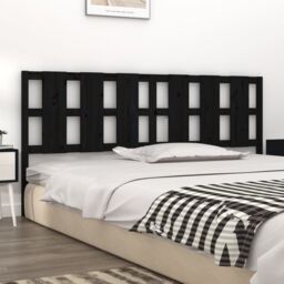 Berkfield Home Bed Headboard Black 205.5x4x100 cm Solid Wood Pine - thumbnail 3
