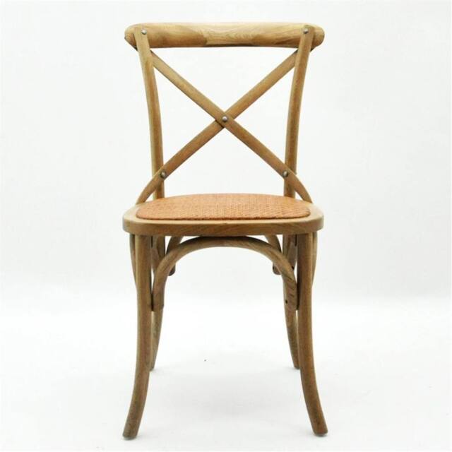 Havendro Farmhouse Rustic Cross-Back Dining Chair Wood Rattan Seat in Natural - image 1
