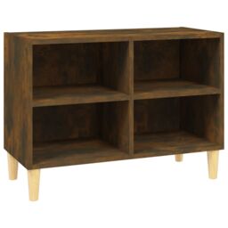 Berkfield Home TV Cabinet with Solid Wood Legs Smoked Oak 69.5x30x50 cm in Brown - thumbnail 2