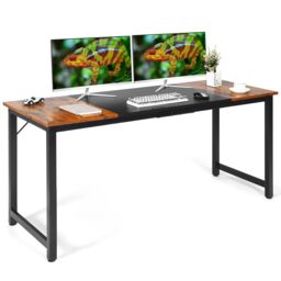 Gymax 160 x 60cm Wooden Desk Industrial Writing Workstation PC Laptop Table in Brown - Size: 160 x 60 cm