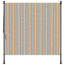 Berkfield Home Outdoor Roller Blind Yellow & White 150x270 cm Fabric&Steel - thumbnail 3