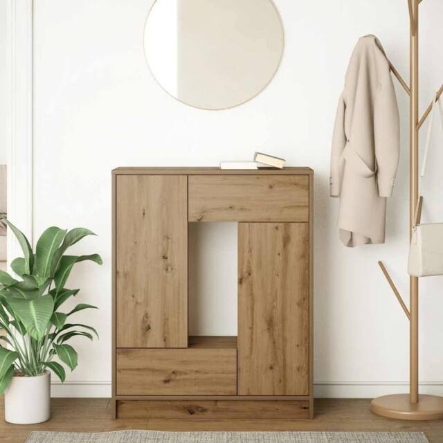 Berkfield Home Sideboard with Drawers & Doors Artisan Oak 73x31x90 cm in Brown - Size: 73 x 31 x 90 cm - image 1