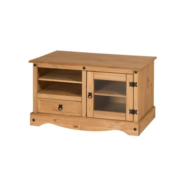 FORGEVIO Corona TV Unit Entertainment Cabinet Stand Glass Door Solid Wood in Brown - image 1