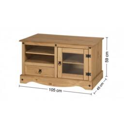 FORGEVIO Corona TV Unit Entertainment Cabinet Stand Glass Door Solid Wood in Brown - thumbnail 2