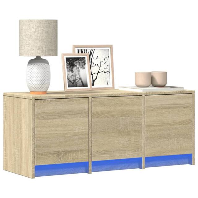 Berkfield Home TV Cabinet with LED Sonoma Oak 97x34x40 cm Engineered Wood in Natural - Size: 97 x 34 x 40 cm - image 1