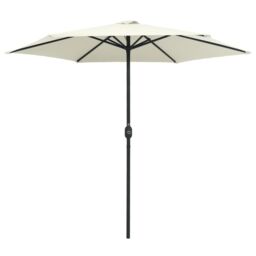 Berkfield Home Outdoor Parasol with Aluminium Pole 270x246 cm Sand White - thumbnail 2