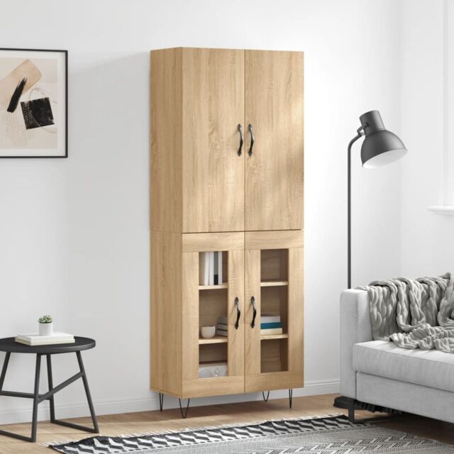 Berkfield Home Highboard Sonoma Oak 69.5x34x180 cm Engineered Wood in Brown - image 1