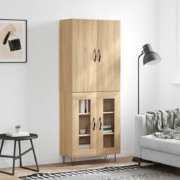Berkfield Home Highboard Sonoma Oak 69.5x34x180 cm Engineered Wood in Brown - thumbnail 1