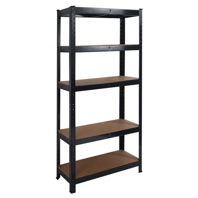House of Home Garage Racking 5 Tier Shelving Unit Boltless Heavy Duty Metal Shelf Shed Storage in Black - image 1