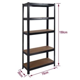 House of Home Garage Racking 5 Tier Shelving Unit Boltless Heavy Duty Metal Shelf Shed Storage in Black - thumbnail 3