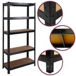 House of Home Garage Racking 5 Tier Shelving Unit Boltless Heavy Duty Metal Shelf Shed Storage in Black - thumbnail 4