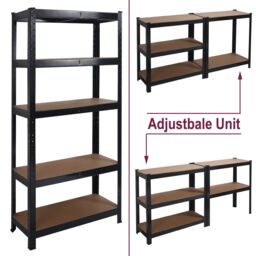 House of Home Garage Racking 5 Tier Shelving Unit Boltless Heavy Duty Metal Shelf Shed Storage in Black - thumbnail 5