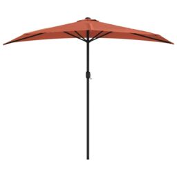 Berkfield Home Balcony Parasol with Aluminium Pole Terracotta 270x144x222 cm Half in Brown - Size: 270 x 144 x 222 cm - thumbnail 3