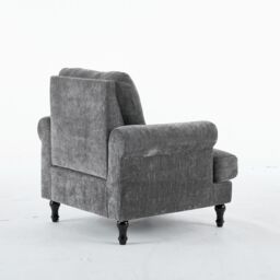 FURNITURE ONE Padded Armchair, Gray Velvet Upholstered Armchair in Grey - Size: 1 Seater - thumbnail 5