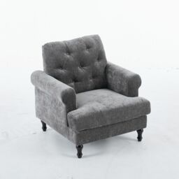 FURNITURE ONE Padded Armchair, Gray Velvet Upholstered Armchair in Grey - Size: 1 Seater - thumbnail 2