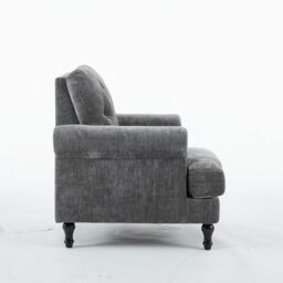 FURNITURE ONE Padded Armchair, Gray Velvet Upholstered Armchair in Grey - Size: 1 Seater - thumbnail 3