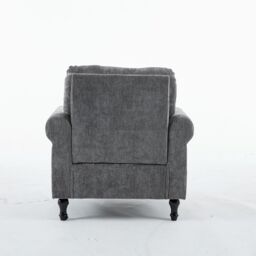 FURNITURE ONE Padded Armchair, Gray Velvet Upholstered Armchair in Grey - Size: 1 Seater - thumbnail 4