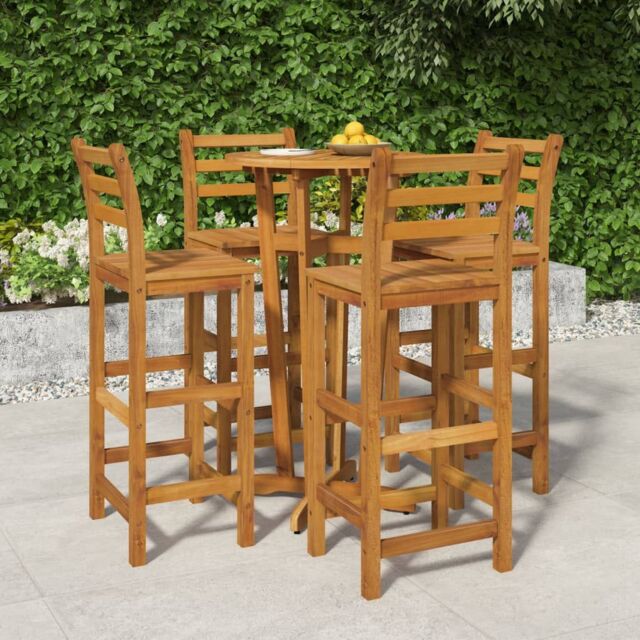 Berkfield Home 5 Piece Garden Bar Set Solid Wood Acacia in Brown - image 1