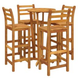 Berkfield Home 5 Piece Garden Bar Set Solid Wood Acacia in Brown - thumbnail 3