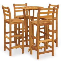 Berkfield Home 5 Piece Garden Bar Set Solid Wood Acacia in Brown - thumbnail 2