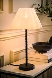 ValueLights Maura Scallop Pleated Taper Shade Matte Black Twist Table Lamp & Bulb - thumbnail 1